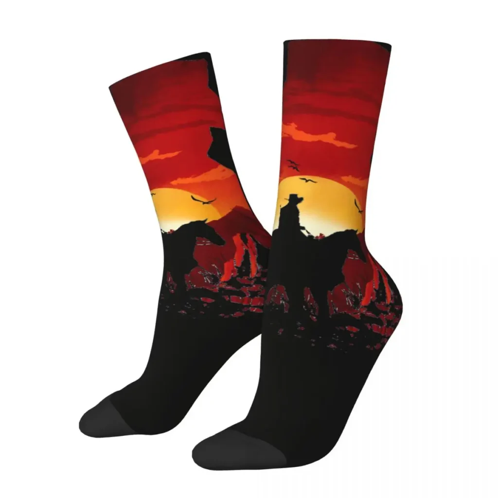 Happy Funny Red Men s Socks Vintage Harajuku Red Dead Redemption 2 Desert Cowboy Hip Hop - Red Dead Redemption 2 Store