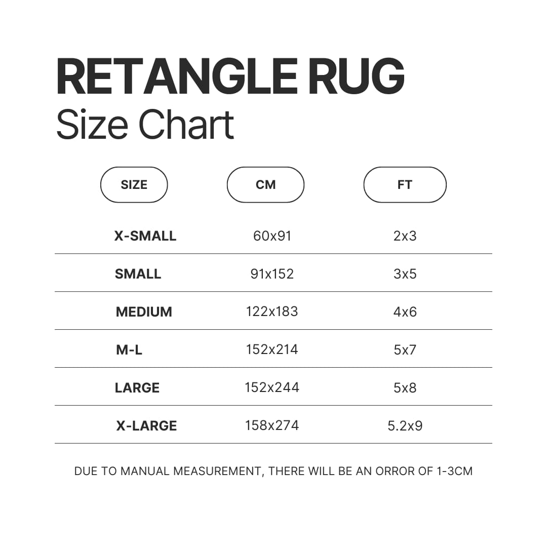 Retangle Rug Size Chart - Red Dead Redemption 2 Store