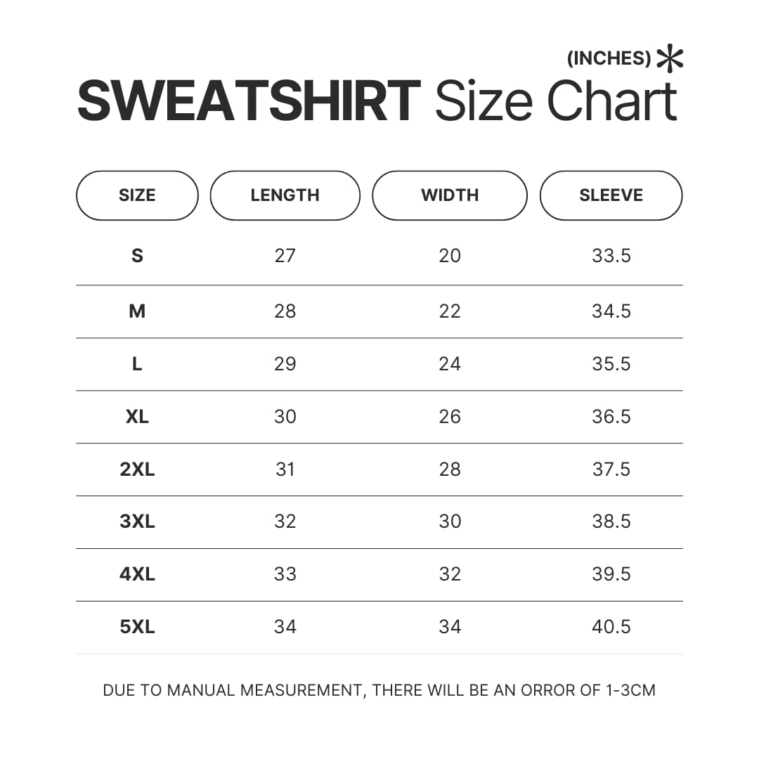 Sweatshirt Size Chart - Red Dead Redemption 2 Store