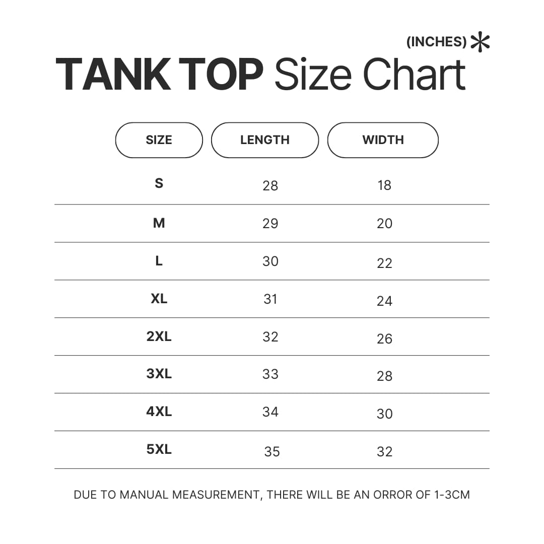 Tank Top Size Chart - Red Dead Redemption 2 Store