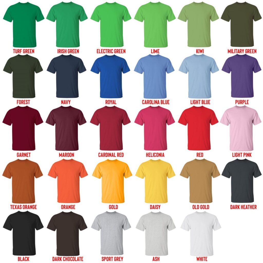 t shirt color chart 1 - Red Dead Redemption 2 Store